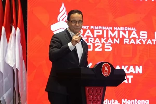 Anies Baswedan saat pidato di acara Rapimnas Gerakan Rakyat, Minggu (13/7) lalu/Foto : YouTube (Anies Baswedan)