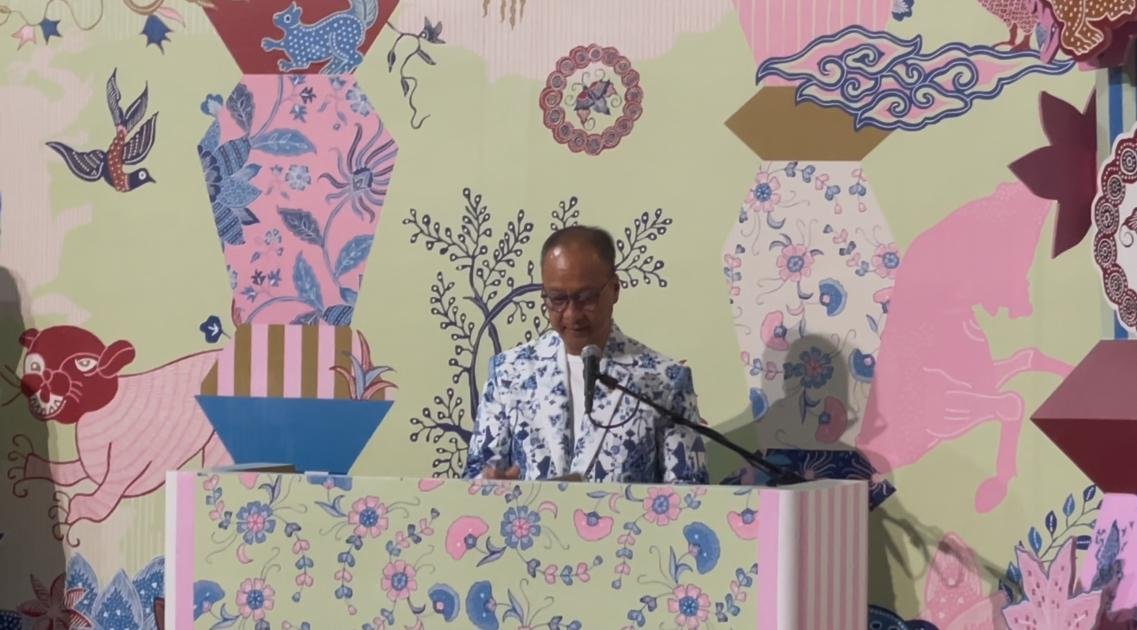 Menteri Perindustrian Agus Gumiwang Kartasasmita saat sambutan di acara Gelar Batik Nusantara 2025 di Pasaraya Blok M, Jakarta pada Rabu (30/7). Foto: GPriority/Dimas A Putra