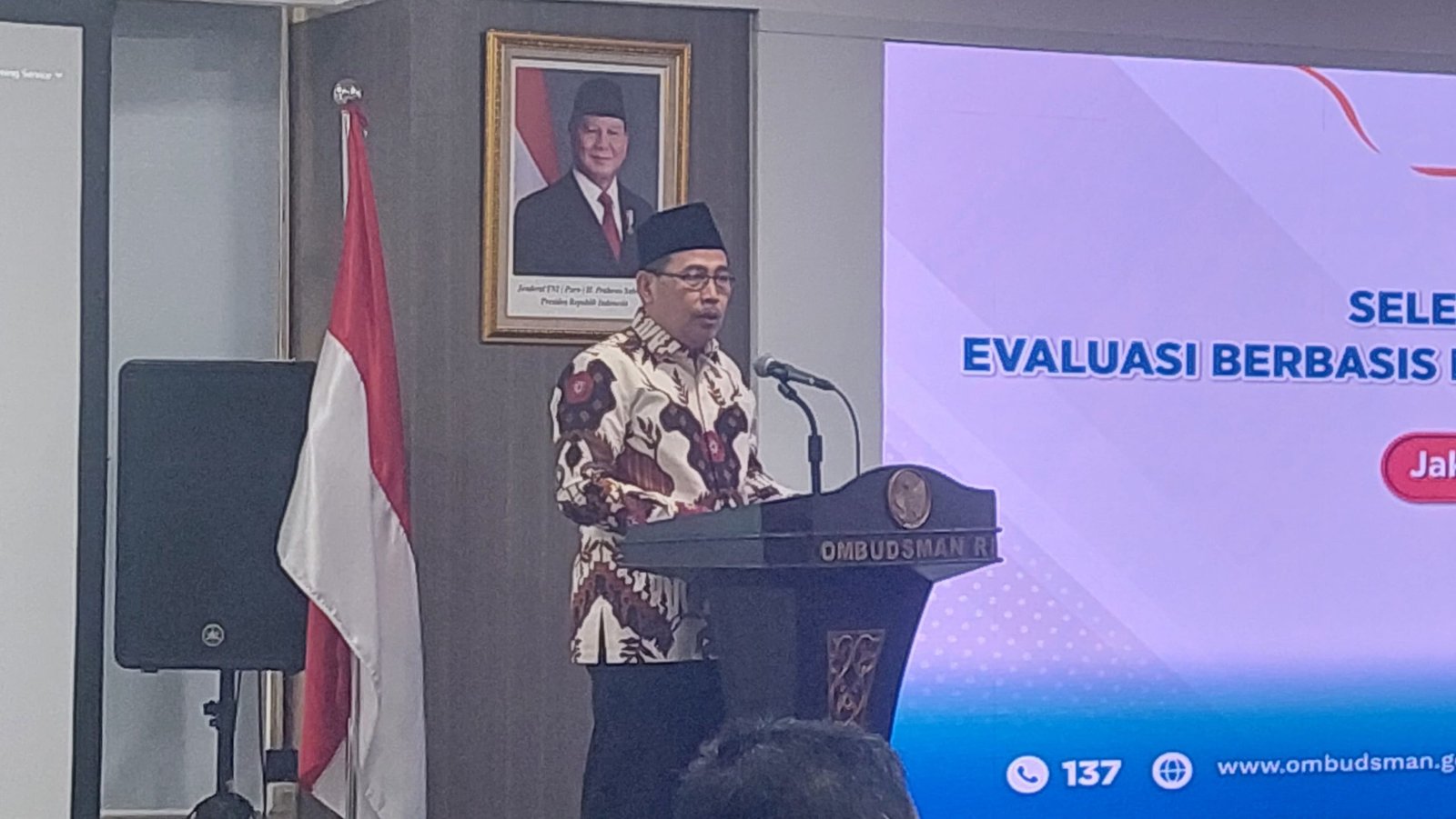 Ketua Ombudsman RI, Mokhammad Najih, saat memberi sambutan di Gedung Ombudsman RI, Kamis (7/8)/Foto : GPriority (Nindya Farhah Azzahrah)