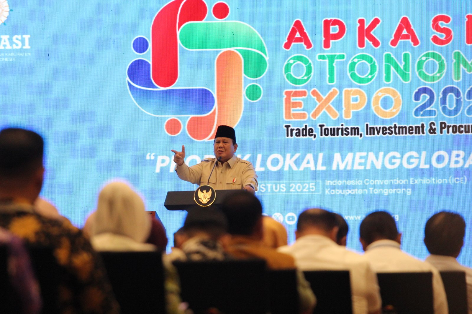 Presiden Prabowo saat membuka Apkasi Otonomi Expo 2025/Foto : GPriority (Rizky Dimuharram)