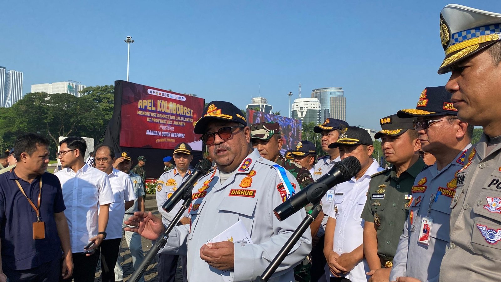 Wakil Gubernur DKI Jakarta Rano Karno usai pimpin Apel Kolaborasi Mengatasi Kemacetan Lalu Lintas di DKI Jakarta, Selasa (27/8)/Foto : Dok Fifi Abdurahman