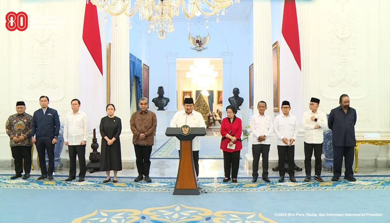 Presiden Prabowo, Ketum Parpol serta Pimpinan MPR/DPR/DPD/Foto : Dok Tangkapan Layar YouTube Sekretariat Presiden