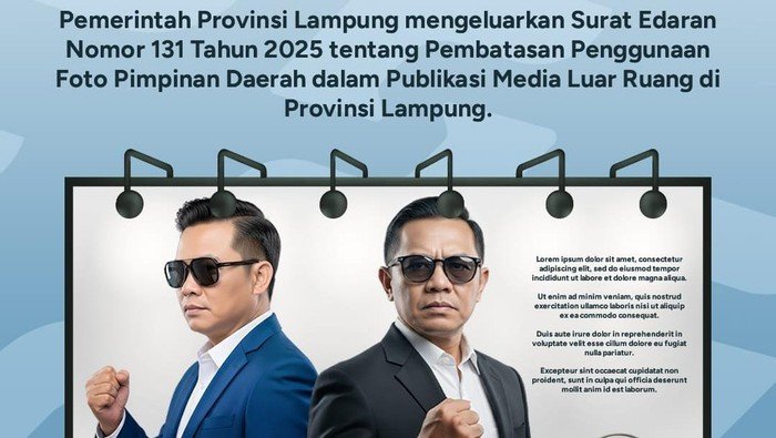 Pemprov Lampung Batasi Penggunaan Foto Pejabat Untuk Publikasi Media Luar Ruang/Foto : Pemprov Lampung