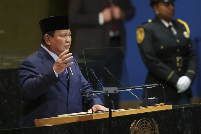 Presiden Prabowos saat berpidato di PBB, dalam agenda Konferensi Internasional tentang Palestina di New York, Selasa (23/9)/Foto : Dok. Sekretariat Negara