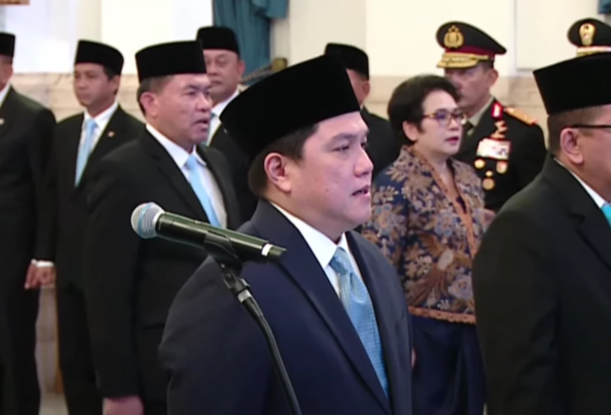 Erick Thohir saat dilantik sebagai Menpora pada Rabu (17/9), menggantikan sosok Dito Ariotedjo/Foto : Dok. YouTube Sekretariat Presiden