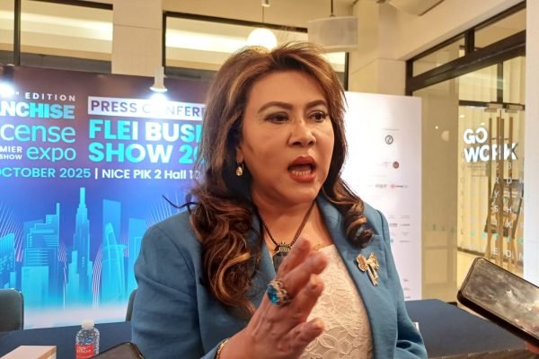 Ketua Umum Perhimpunan Waralaba dan Lisensi Indonesia (WALI) Levita G. Supit usai Konfrensi Pers FLEI Business Show 2025 edisi ke-25 di Jakarta, Selasa (16/9). Foto: GPriority/Dimas A Putra