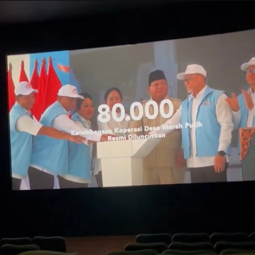 Video pendek Presiden Prabowo Subianto yang ditayangkan di bioskop sebelum film dimulai/Foto Akun X @puspand