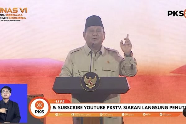 Presiden Prabowo Subianto sampaikan pidato di Munas VI PKS/Foto YouTube PKS TV