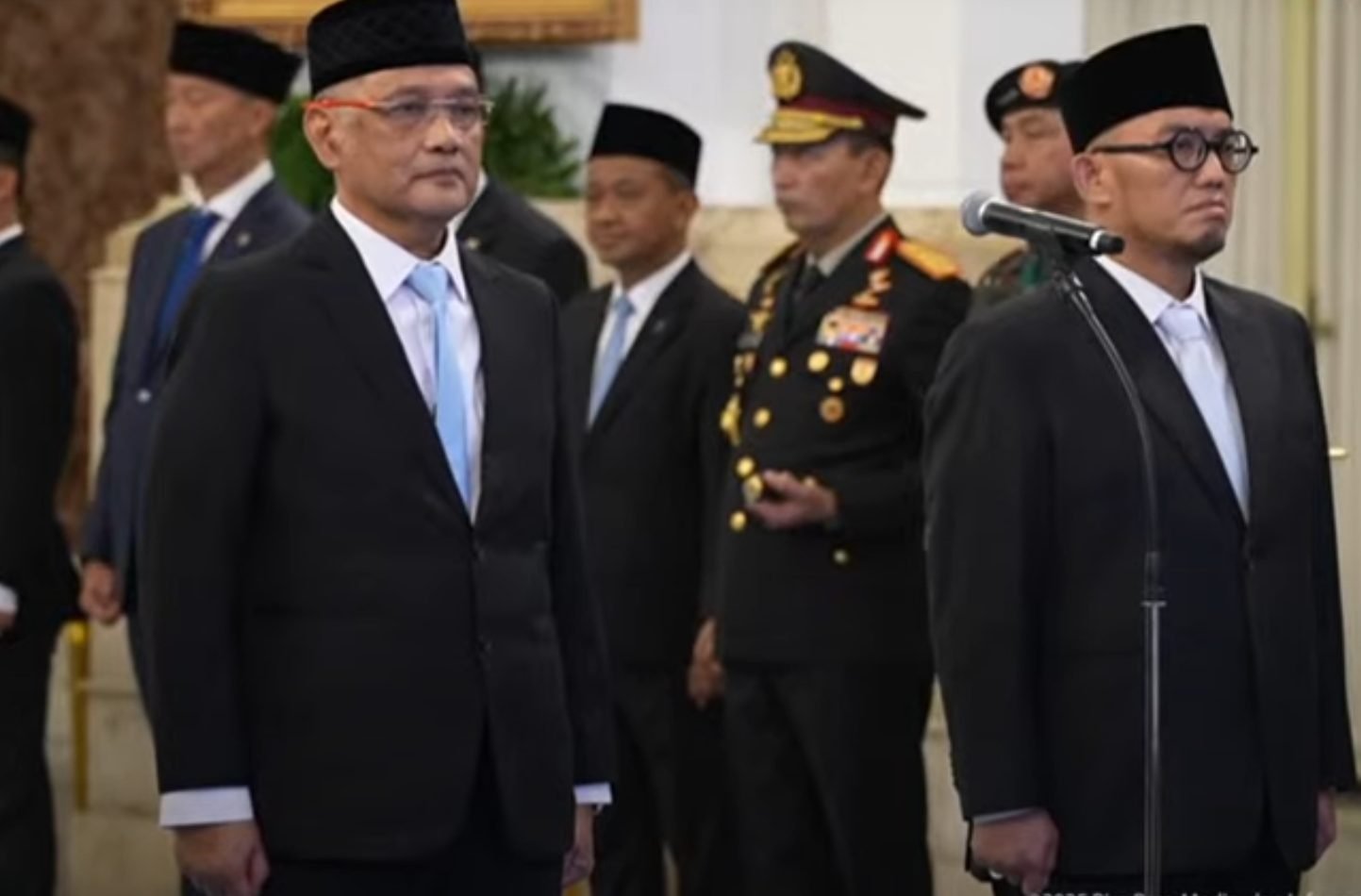 Gus Irfan dan Dahnil Azhar saat dilantik sebagai Menteri dan Wakil Menteri Haji dan Umrah/Foto : Tangkapan Layar YouTube