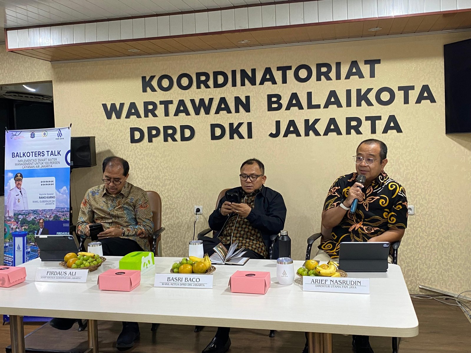 Narasumber forum Balkoters Talk bertajuk Implementasi Smart Water Management untuk 100 Persen Layanan Air Jakarta/Foto Fifi Abdurahman