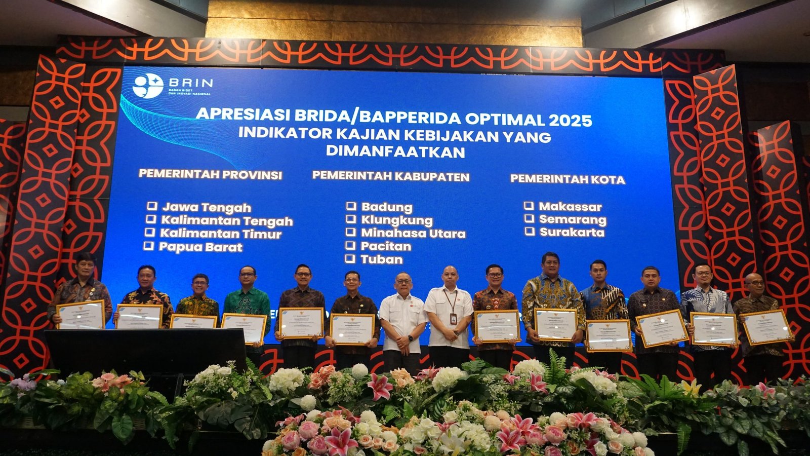 BRIN berikan Apresiasi BRIDA/BAPPERIDA Optimal 2025 kepada 39 pemerintah daerah yang dinilai berhasil mengintegrasikan riset dan inovasi dalam pembangunan berbasis bukti ilmiah/Foto : GPriority (Rizky Dimuharram)