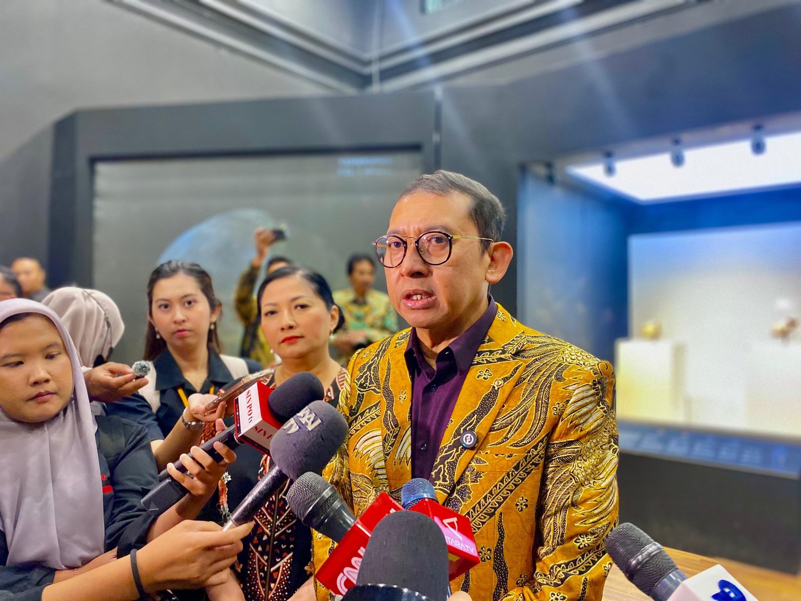 Menteri Kebudayaan Fadli Zon dalam Taklimat Media Pengembalian Fosil Koleksi Eugène Dubois/Foto Fifi Abdurahman
