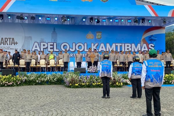 Polri gelar Apel Ojol Kamtibmas di kawasan Monumen Nasional (Monas)/Foto Fifi Abdurahman