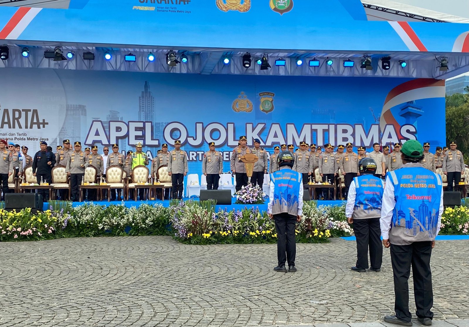 Polri gelar Apel Ojol Kamtibmas di kawasan Monumen Nasional (Monas)/Foto Fifi Abdurahman