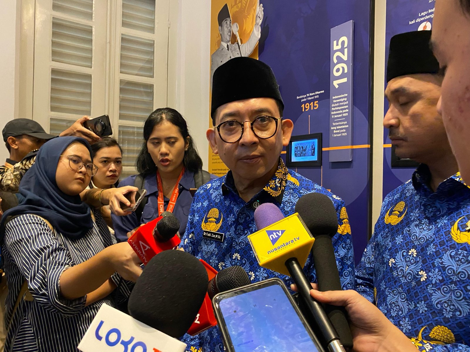 Menbud Fadli Zon usai mempimpin upacara Peringatan Hari Sumpah Pemuda di Museum Sumpah Pemuda /Foto Fifi Abdurahman