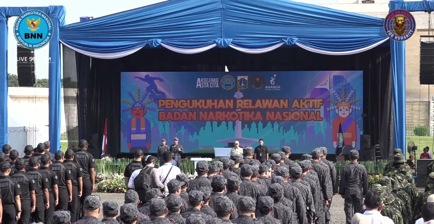BNN bersama Pemprov DKI Jakarta melakukan apel kebangsaan dan lauching program "Jaga Jakarta Tanpa Narkoba/Foto Tangkapan Layar YouTube Info BNN RI