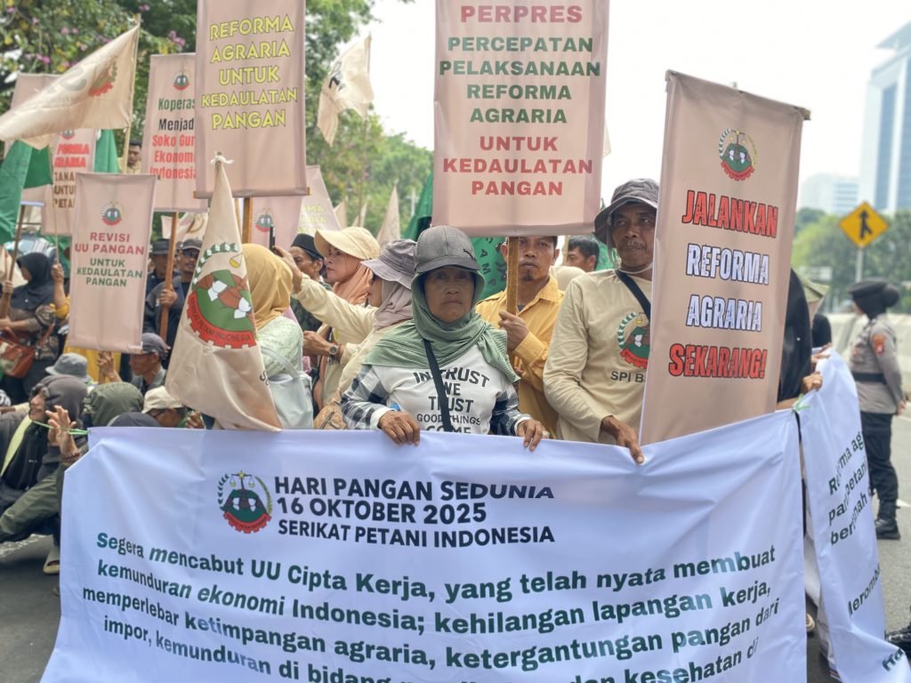 Puluhan petani Indonesia gelar aksi di Monas, dalam rangka peringatan Hari Pangan Sedunia/Foto Fifi Abdurahman