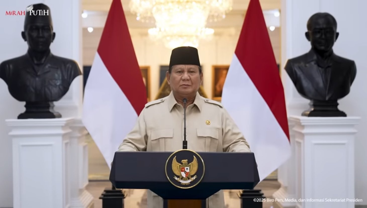 Presiden Prabowo Subianto dalam momen peringatan Hari Sumpah Pemuda ke-97, Selasa (28/10)/Tangkapan Layar YouTube Sekretariat Presiden