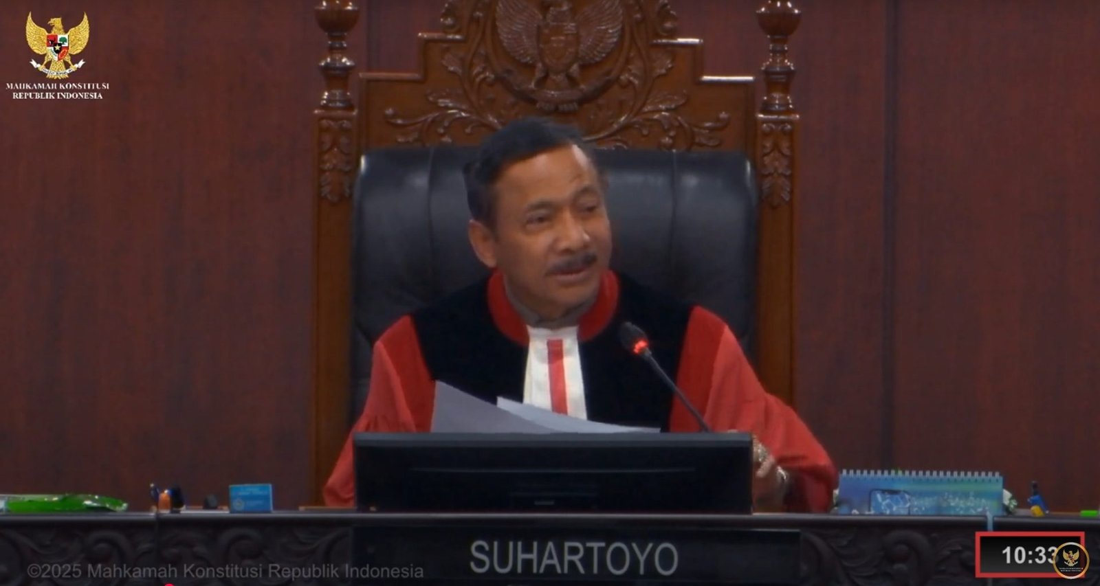 sidang pengujian UU lingkungan hidup kembali dilaksanakan pada Senin (6/10) pukul 10.30 WIB di MK/Foto : Tangkapan Layar YouTube (Mahkamah Konstitusi)