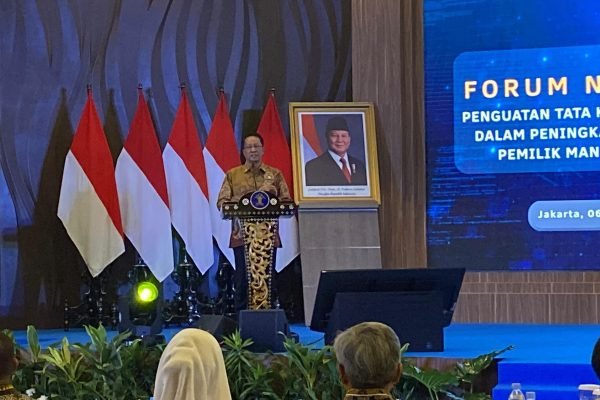 Menteri Hukum (Menkum), Supratman Andi Agtas dalam Forum Nasional Penguatan Tata Kelola Kolaboratif di Kemenkum/Foto Fifi Abdurahman