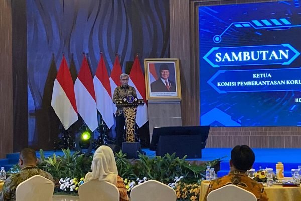 Ketua KPK Setyo Budiyanto di Forum Nasional Penguatan Tata Kelola Kolaboratif Dalam Peningkatan Akurasi Data Pemilik Manfaat Korporasi di Kementerian Hukum, Senin (6/10)/Foto Fifi Abdurahman