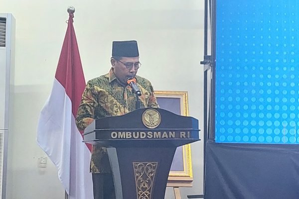 Ketua Ombudsman RI, Mokhammad Najih pada agenda diskusi publik, Jumat (21/11)/Foto : GPriority (Nindya Farhah Azzahrah)