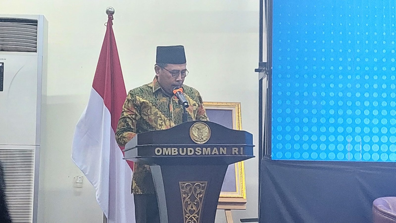 Ketua Ombudsman RI, Mokhammad Najih pada agenda diskusi publik, Jumat (21/11)/Foto : GPriority (Nindya Farhah Azzahrah)
