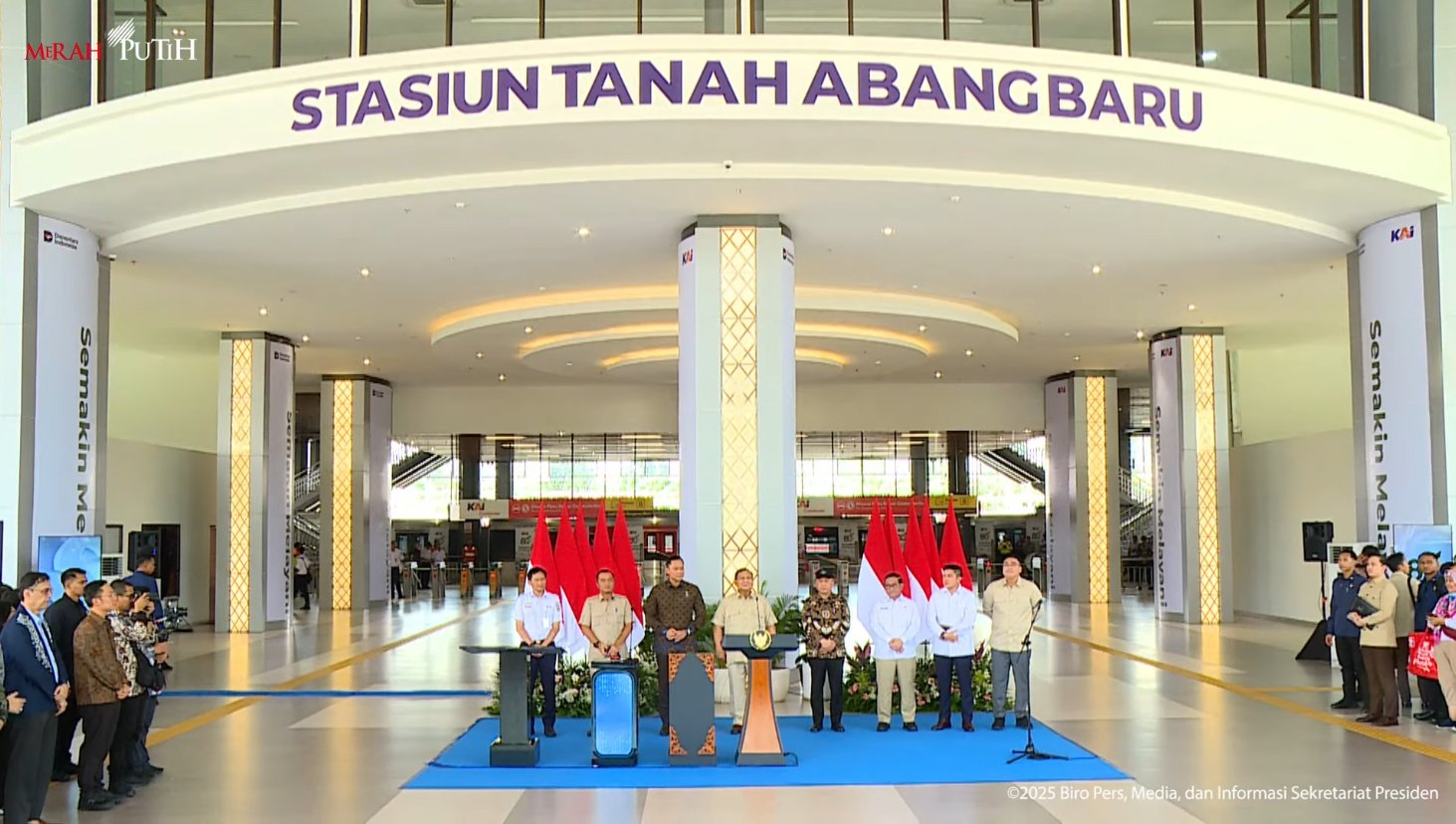 Presiden RI Prabowo Subianto dan jajaran resmikan Stasiun Tanah Abang Baru, Jakarta, Selasa (4/11)/Foto Tangkapan Layar YouTube Sekretariat Presiden