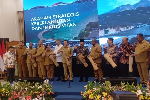 Peluncuran Rencana Aksi Percepatan Pembangunan Papua (RAPPP) Tahun 2025-2029 di kantor Bappenas, Jakarta pada Selasa (16/12). Foto: GPriority/Dimas A Putra