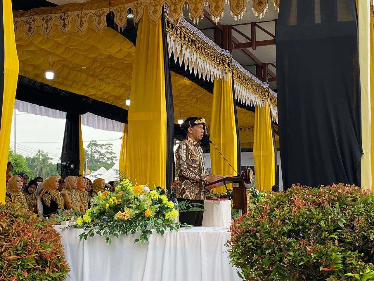 Wakil Menteri Dalam Negeri (Wamendagri) III, Akhmad Wiyagus saat sambutan di HUT 26 Morowali, Jumat (5/12)/Foto Fifi Abdurahman