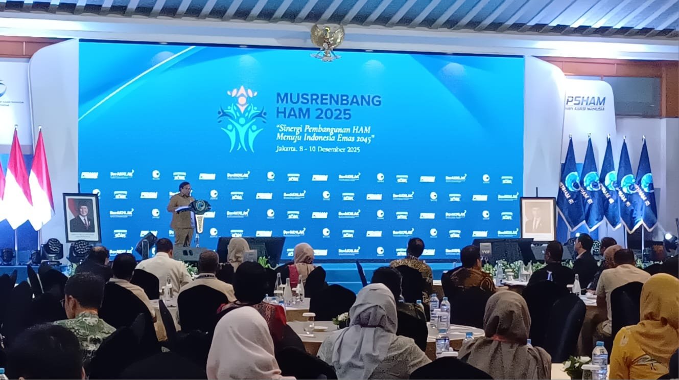 Wakil Menteri Dalam Negeri (Wamendagri) Ribka Haluk dalam sambutannya pada Musyawarah Perencanaan Pembangunan (Musrenbang) HAM 2025 di Jakarta, Senin (8/12). Foto: GPriority/Dimas A Putra
