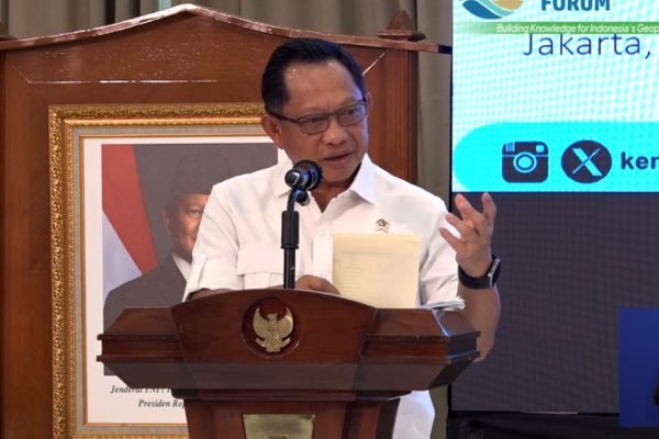 Mendagri Tito Karnavian dalam acara Indonesia’s Geopark Leader Forum di Kantor Bappenas, Rabu (3/12)/Foto YouTube Bappenas