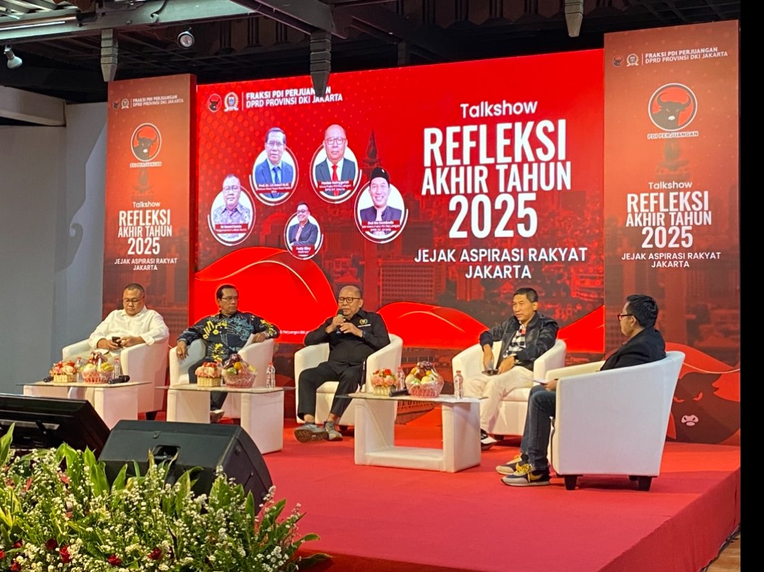 Fraksi PDI Perjuangan DPRD DKI Jakarta gelar talkshow bertajuk Refleksi Akhir Tahun 2025: Jejak Aspirasi Rakyat Jakarta di Jakarta Pusat, Senin (22/12)/Foto Fifi Abdurahman