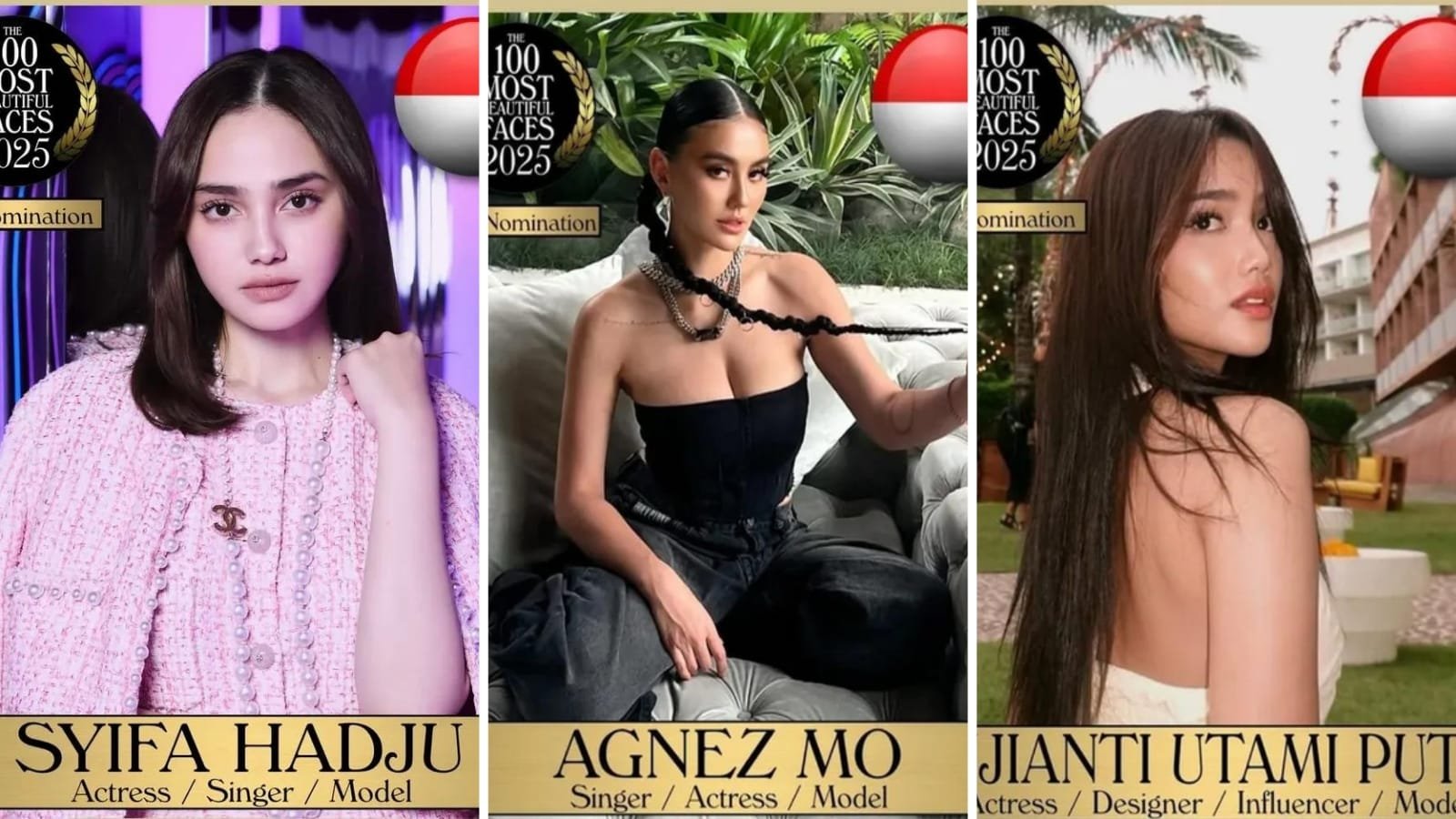 Syifa Hadju, Agnes Mo dan Fuji masuk nominasi wanita tercantik/Foto Instagram TC Candler