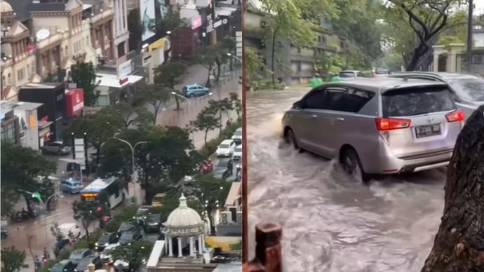 Kawasan PIK terendam banjir buat publik heboh/Foto : Dok. Instagram @infopik.id