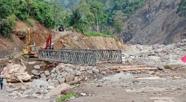 Jembatan Bailey Wih Kanis Kampung Mangku, Kecamatan Bandar, Kabupaten Bener Meriah telah selesai dikerjakan dan sudah beroperasi kembali. Foto: istimewa/gpriority.co.id