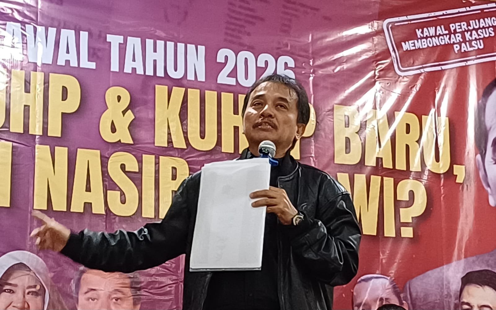 Pakar Telematika Roy Suryo dalam diskusi publik di Jakarta, Senin (19/1). Foto: GPriority/Dimas A Putra
