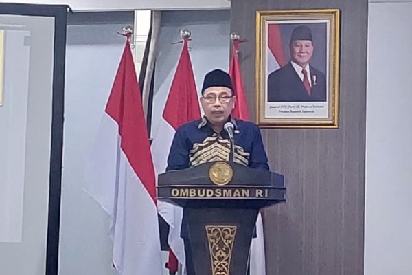 Ketua Ombudsman RI, Mokhammad Najih saat memberikan sambutan di Kantor Ombudsman RI, Rabu (28/1)/Foto : GPriority (Nindya Farhah Azzahrah)