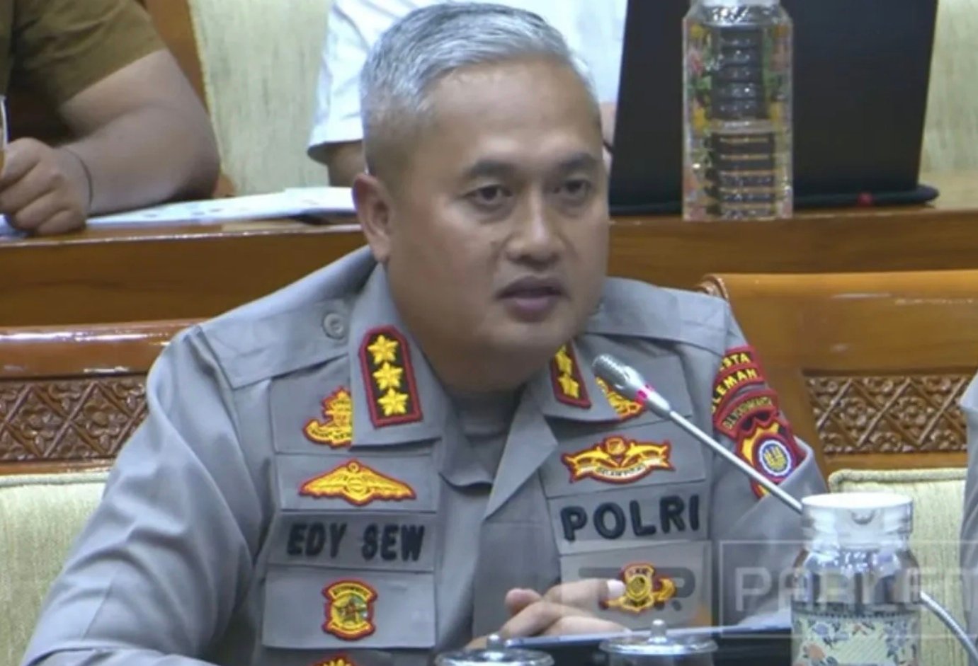 Kapolresta Sleman Kombes Pol Edy Setyanto dalam rapat di Gedung DPR. Foto: istimewa