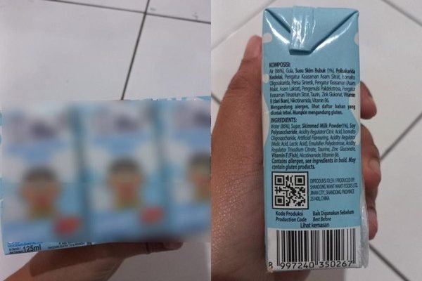 Viral minuman rasa susu pada paket MBG yang dibagikan kepada balita/Foto : Threads @txtanrrfh