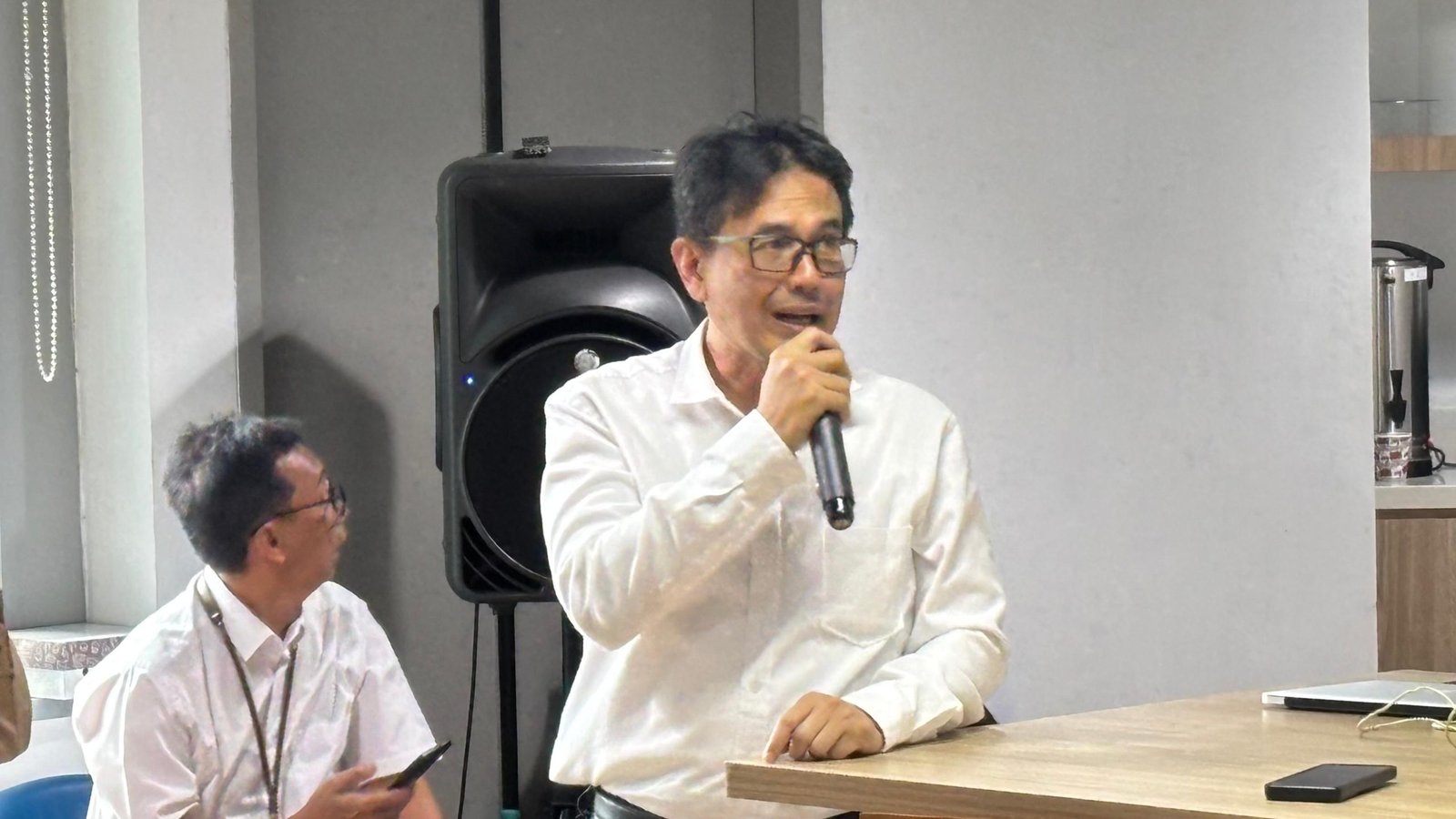 Peneliti Pusat Riset Limnologi dan Sumber Daya Air, Budi Heru Santoso, pada agenda diskusi bersama media di Gedung BRIN, Jakarta, Rabu (4/2)/Foto : GPriority (Nindya Farhah Azzahrah)