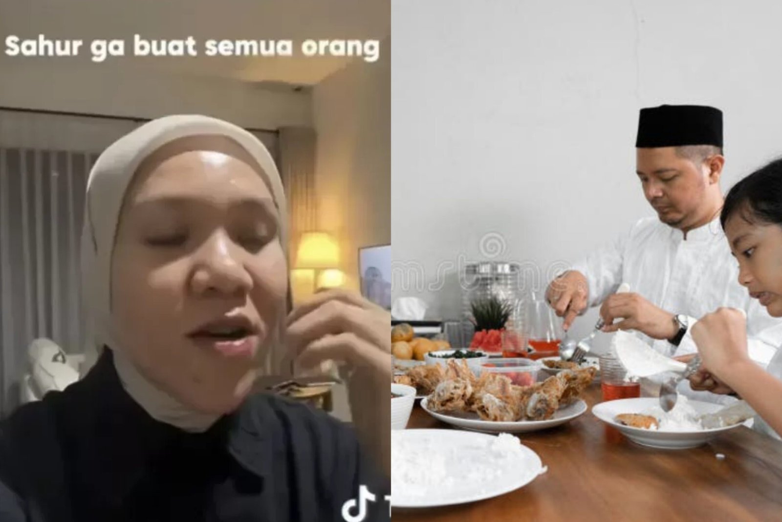TikToker Cut Rizki viral usai sebut sahur ganggu waktu jam tidurnya/Foto : Tangkapan Layar TikTok Cut Rizki dan Ilustrasi Freepik