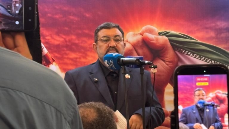 Duta Besar Iran untuk Indonesia, Mohammad Boroujerdi, saat berbicara di hadapan awak media pada Senin (2/3) di Jakarta/Foto : Dok. GPriority (Nindya Farhah Azzahrah)