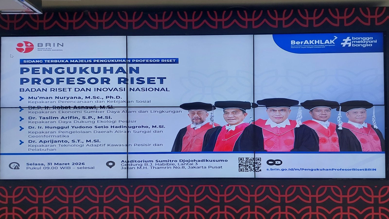 5 profesor riset BRIN yang baru saja dikukuhkan pada Selasa (31/3)/Foto : Dok. GPriority/Nindya Farhah Azzahrah