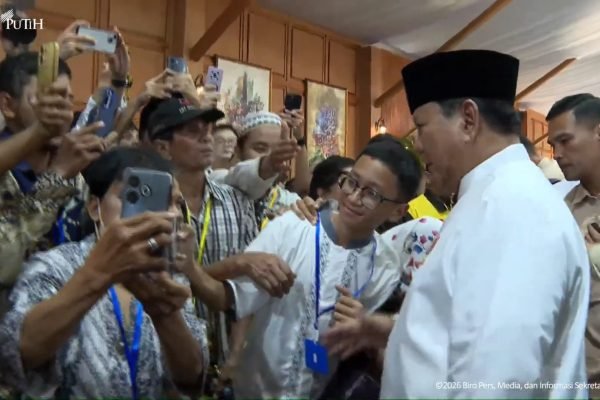 Presiden Prabowo Subianto menggelar Open Hous Lebaran 2026 di Istana Negara, Jakarta, Sabtu (21/3). Foto: Tangkapan Layar Youtube/sekertariatpresiden