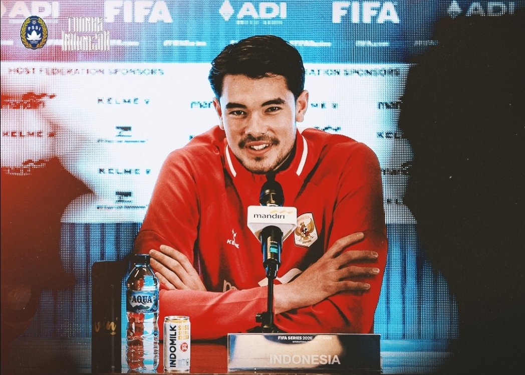 Pemain Timnas Indonesia Elkan Baggott saat konfrensi pers jelang FIFA Series 2026 di Jakarta, Kamis (26/3). Foto: Instagram/timnasindonesia