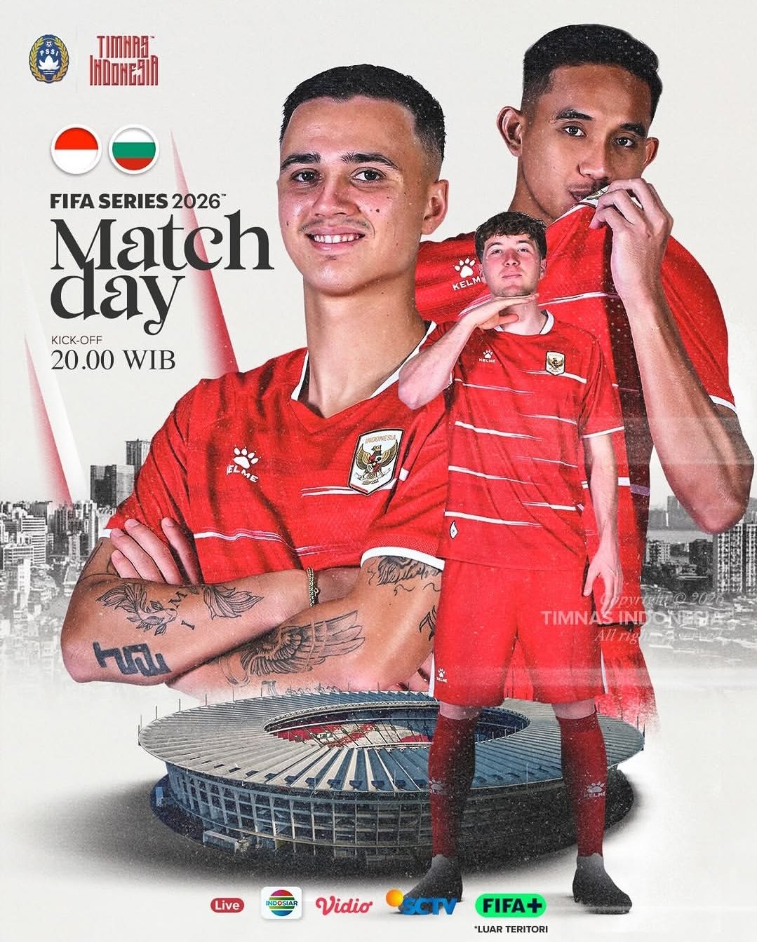 Poster Timnas Indonesia vs Bulgaria dalam FIFA Series 2026. Foto: Dok.Instagram/timnasindonesia