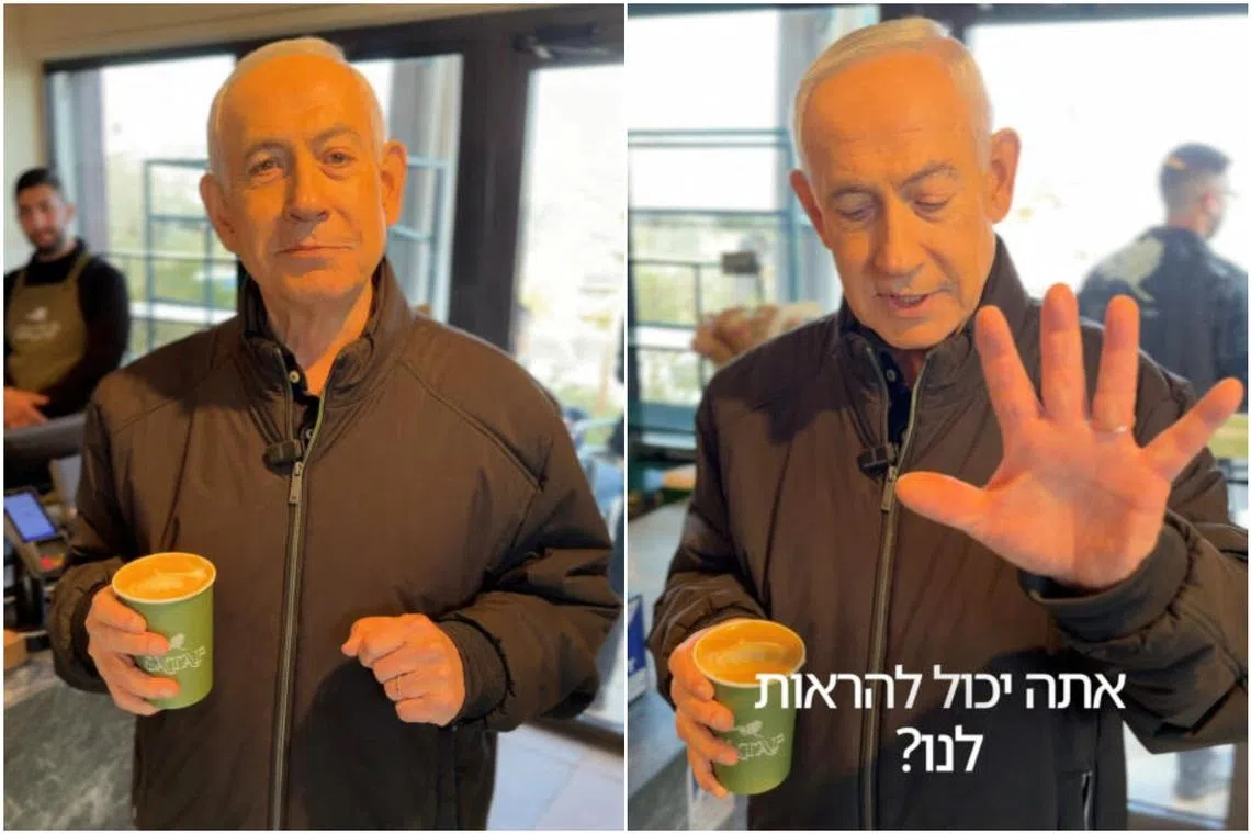 Perdana Menteri Israel Benjamin Netanyahu muncul dalam sebuah postingan video pada Minggu (15/3), bantah telah dibunuh/Foto : Dok. The Straits Times
