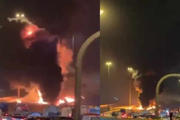 Tangkapan layar ledakan yang terjadi di Kedubes AS di Riyadh, Arab Saudi, Senin (2/3) kemarin/Foto : Dok. X