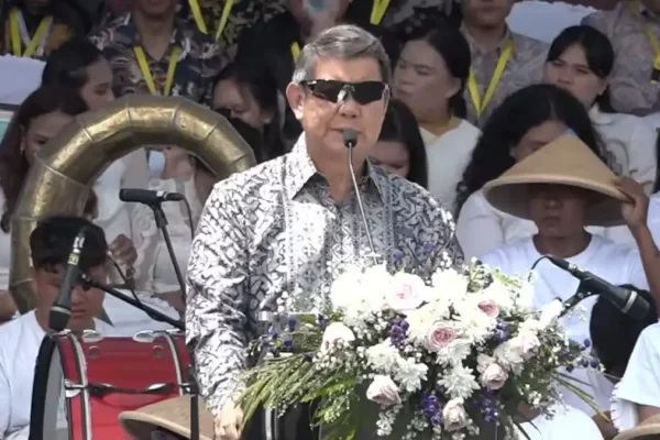 Utusan Khusus Presiden RI, Hashim Djojohadikusumo, saat memberikan sambutan dalam perayaan Paskah Nasional 2026 di Manado, Sulawesi Utara, Rabu (8/4)/Foto : Dok. Istimewa